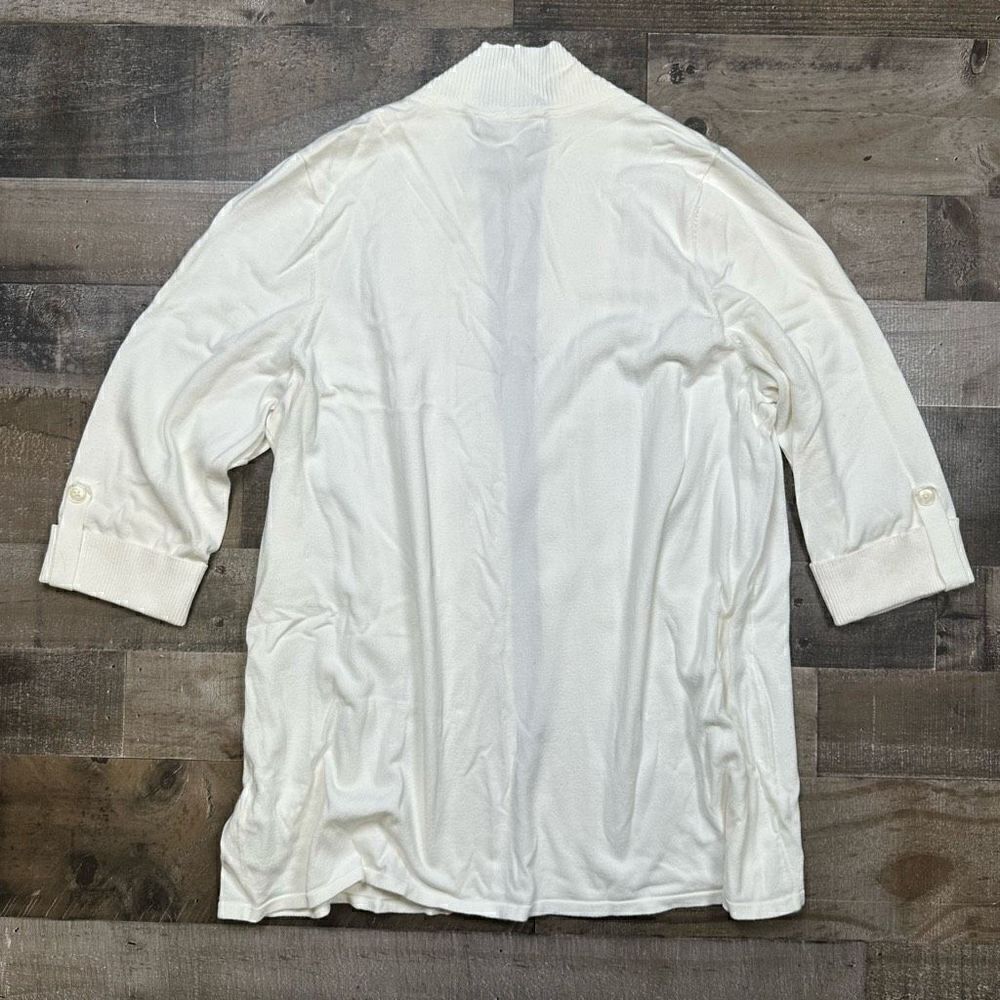 Laura Ashley Women’s Size 1X Cardigan Cream 3/4 Sleeve Loose Fit Plus Size
